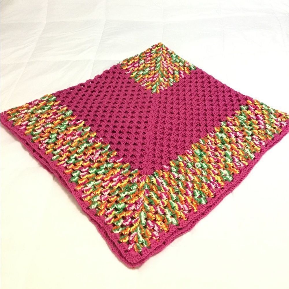 Handmade Knit Crochet Throw